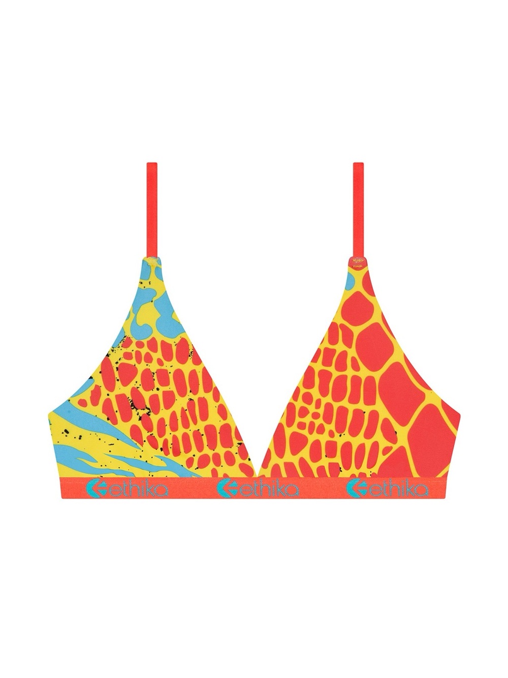 ethika 'Exotic Skins' Women's Red, Yellow & Blue Triangle Bra Size L